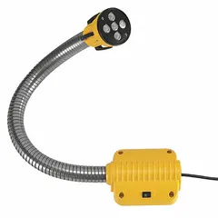 LED gooseneck-arm dock light with 32-inch reach and infinitely adjustable head for precise positioning. Delivers up to 788 lumens at 15 W, 120V AC. Suitable for targeted illumination in loading docks, warehouses, and industrial work areas.