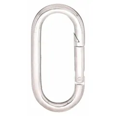 This load rated spring snap features a solid steel gate with a 500 lb working load limit. It is intended for non-lifting applications such as securing loads, lanyards, or tie-downs in rigging or safety systems.
