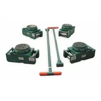 Machine roller kit with 240,000 lb capacity, 8 in deck height, and 6 3/4 x 6 3/4 in footprint. Includes (4) rollers and (2) handles. Rubber-padded top plate surface protects loads during transport. Green finish. Used for moving heavy machinery in industrial settings