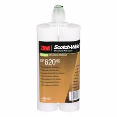 Ambient-cure urethane adhesive in a 400 mL dual-cartridge system with a 1:1 mixing ratio of resin and hardener. Cures to a black color and has a thick liquid consistency. Suitable for bonding applications requiring gap filling and high strength in industrial assembly, maintenance, and repair.