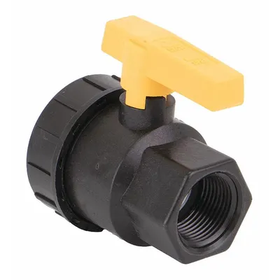 BANJO Manual Two-Way Ball Valve: 1 in, Polypropylene, Straight, FNPT x FNPT Union - Polypropylene Ball Valves