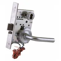 This BEST storeroom lever lockset is designed for interior doors requiring keyed entry from outside and free egress from inside, common in commercial and institutional facilities. It features a satin chromium-plated stainless steel finish, ADA-compliant lever, and interchangeable core for easy rekeying. The 40H rose style provides a clean appearance, and the lockset is not ligature-resistant with no visual indicator