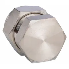 This PARKER A-LOK(R) series cap is a double-ferrule compression fitting made of stainless steel. It is designed to seal the end of 3/4 in OD tubing in industrial tubing systems, providing a leak-proof closure for instrumentation, hydraulic, and process lines.
