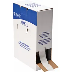 Vinyl wraparound label, black on white, for wire identification on 12 AWG to 10 AWG conductors. Precut roll format for use with M610 printer series and M61-R6210 ribbon. Suitable for marking wires and cables in control panels, electrical equipment, and maintenance applications.