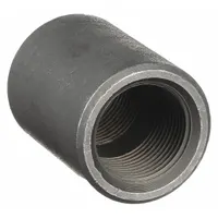 This straight pipe fitting connects two female NPT threaded pipes in a line. Made of steel, it is rated Class 3000 with a maximum operating pressure of 1,500 psi at 150°F. Suitable for high-pressure piping systems in industrial applications