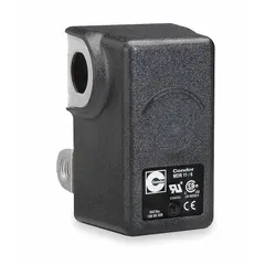 Diaphragm-actuated pressure switch with a range of 20 psi to 105 psi and factory-set ON/OFF differential of 60 psi/80 psi. Features (4) 1/4" FNPT ports. Suitable for monitoring and controlling pressure in air and water systems such as compressors, pumps, and HVAC equipment.