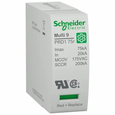 SCHNEIDER M9LC175 Surge Arrester Cartridge, 120 V, 20 kA - DIN Rail Internal-Mount SPD Replacement Modules
