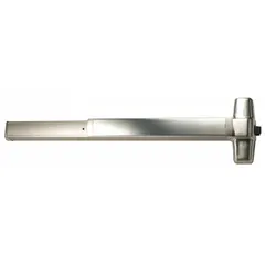 This VON DUPRIN rim exit device features a stainless steel construction and a touchbar style, designed for doors up to 3 ft wide. It is ADA compliant, making it suitable for commercial egress applications where code-compliant emergency exit is required.
