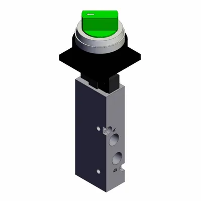 SMC Shuttle Valve: VZM400 Series, 2 Position Twist Actuator, 5 Ports, 1/8 in NPT - VZM Series Manual Air Control Valves