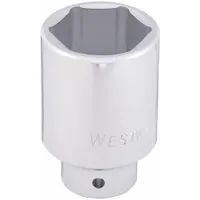 WESTWARD Socket: Metric, 3/4 in Drive Size, 42 mm Socket Size, 6-Point, Deep, Chrome, Friction (MPN 10E353)