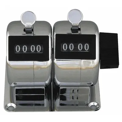 ENM Mechanical Tally Counter: Top Coming (TC), Handheld Mounting, Steel, Silver - Hand Tally Counters