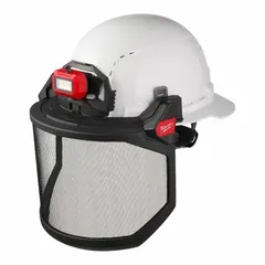 This face shield assembly is designed for use with BOLT™ series hard hats. The gray stainless steel visor is metal-detectable, reusable, and X-ray-detectable, making it suitable for environments where contamination control is required.