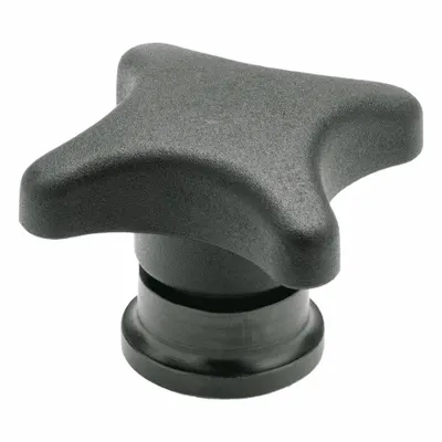 JW WINCO 4-Arm Knob with Threaded Hole, M8, 50 mm Dia - 4-Arm Knobs with Threaded Hole