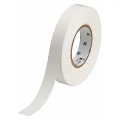 Continuous label roll made of white semi-gloss vinyl with removable and repositionable adhesive, designed for indoor use. Measures 5/16 inch by 165 feet. Compatible with BBP11 printer series. Suitable for temporary identification, cable marking, and asset tagging.
