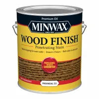 This interior oil-based wood stain in Provincial color provides a semi-transparent finish that enhances the natural wood grain. Suitable for use on furniture, trim, and cabinetry, it is packaged in a 1-gallon container