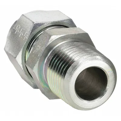 PARKER Compression Fitting Adapter: 5/8 in OD x 1/2 in Pipe Size, 7/8-20 Thread Size - Double-Ferrule Steel Compression Fittings