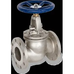 This SHARPE globe valve is a carbon steel straight-body general-service valve with a 12-inch pipe size and flange x flange connections. It features an OS&Y stem and a metal seat. Typical applications include flow control and shut-off in oil, steam, and water systems.
