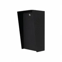 Black powder-coated carbon steel cover housing for gate operator access control devices. Features a cam lock and measures 6 in x 8 in with 14 in overall height. Used to house keypads, card readers, or intercoms in outdoor entry systems