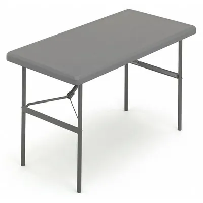 ICEBERG Folding Table: Rectangle Table Shape, Charcoal Tabletop, 24 in Dp, 48 in Wd - Standard Folding Tables