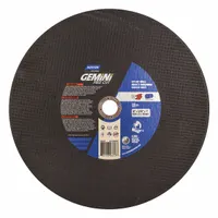 This NORTON Gemini Free Cut cut-off wheel is a Type 1 general purpose wheel for cutting carbon and stainless steel. It measures 14" x 3/32" x 1" and is made of aluminum oxide with 36 grit. Commonly used in fabrication, metalworking, and maintenance for cutting steel stock, pipe, or structural shapes