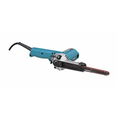 This corded band file from MAKITA features a 3/8 in belt width and 21 in belt length, with variable speed up to 5,600 SFPM. The 100° rotation allows access to tight spots and corners. Suitable for deburring, grinding, and finishing metal surfaces in fabrication, welding, and automotive repair.