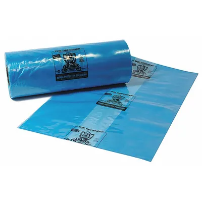 ARMOR POLY Open-Ended Bag: 4 mil Thick, 55 in Wd, 80 in Lg, Blue, Corded Roll - VCI Open-Ended Poly Bags