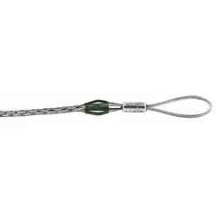 Galvanized steel pulling mesh grip for cable diameters from 0.50 to 0.74 inches. Features a flexible eye style and brown color code. Breaking strength of 10,000 lb. Used for pulling cables through conduit or trays in electrical and industrial installations.