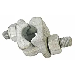 Steel fist clip for wire rope termination applications. Features a 26 in rope turnback length. Used to form eyes or loops in wire rope for lifting and rigging.