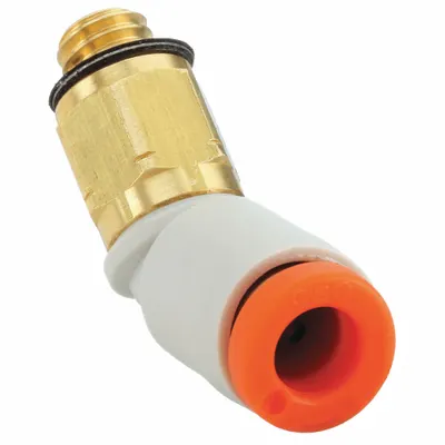 SMC KQ2K03-32A Push-to-Connect x MUNF Elbow Fitting, Brass, White, #10-32 Thread - Polybutylene & Brass Tube Fittings