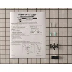 Door switch kit for Whirlpool washing machines and dryers. Ensures the appliance door is securely closed before operation. Used as a replacement part in residential laundry equipment.