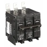 Three-pole miniature circuit breaker rated 60 A at 240V AC, part of the BL Series. Designed for bolt-on mounting in Siemens P1 Panelboards. Provides overcurrent protection with a maximum interrupting rating of 22kA at 240V AC. Suitable for use in commercial and industrial electrical distribution systems