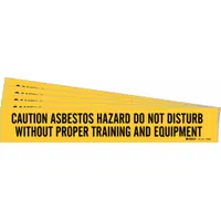 Pipe Marker: Caution Asbestos Hazard Do Not Disturb Without Proper Training & Equipment, Black, 5 PK (MPN 97628-PK)