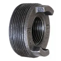 Medium-pressure threaded pipe fitting for connecting or extending piping in industrial systems. Made of malleable iron with a maximum operating pressure of 300 psi at 150° F. Suitable for steam, water, or air lines