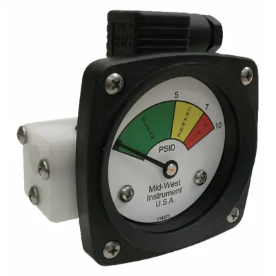 MIDWEST INSTRUMENT 522P-010-LE Differential Pressure Indicator with Switch - Differential Pressure Indicators with Switch