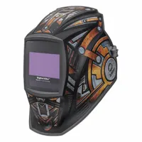 MILLER ELECTRIC Welding Helmet: Auto-Darkening, 4 Arc Sensors, Black/Gray/Orange/Yellow, Abstract (MPN 296771)