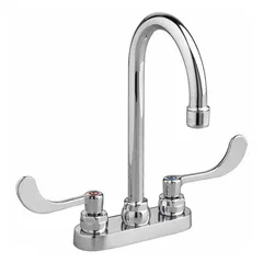 Cast brass centerset handle bathroom faucet with chrome finish. Includes field-convertible swivel/rigid spout for flexible installation on single- or three-hole sink configurations. Suitable for residential and commercial bathroom sinks.