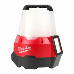 This site light operates on 18V DC and delivers up to 2,200 lumens with three selectable modes. It extends to a maximum height of 10 3/8 inches, suitable for task lighting in construction, maintenance, and industrial work areas.