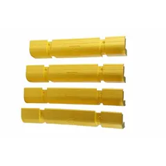 This strap-on beam protector is designed to shield pallet rack beams from impact damage in warehouses and storage facilities. Made of yellow polypropylene, it includes four back straps for secure attachment. Overall height is 6 1/4 inches and overall width is 39 1/4 inches.