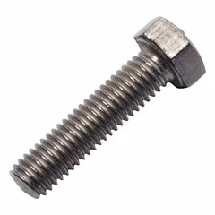 Grade 2 titanium heavy hex bolt with plain finish, metric M5x0.8 thread, and 20 mm length. Conforms to DIN 933 dimensional and material standards. Suitable for general industrial fastening applications requiring corrosion resistance and weight savings.