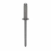 Inch-series dome-head blind rivet with 0.122" diameter, 1/2" body length, and 1 19/32" overall length. Designed for single-sided installation in metal, plastic, or composite assemblies. Supplied in a 500-piece pack