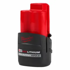 This 12V DC battery pack delivers 2.5 Ah capacity for M12 cordless tools. The oil-resistant housing protects against exposure to oils and lubricants in industrial and automotive environments. Compatible with all M12 chargers.