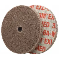 This SCOTCH-BRITE unitized wheel is 6 inches in diameter and 1/4 inch wide with a 1/2 inch arbor hole. It features medium-grade aluminum oxide abrasive for light deburring and finishing on carbon steel and soft metals. Suitable for blending, cleaning, and polishing in industrial maintenance and fabrication applications