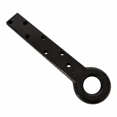 Forged steel lunette ring with 5 1/2 in ring diameter and 5 1/2 in overall length. Gross towing weight capacity of 20,000 lb. Used for connecting trailers to towing vehicles in heavy-duty applications.