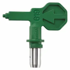 This TITAN airless spray gun tip has a 0.019 in orifice size and is color-coded green. It is designed for use with the Control Pro 190 series and model 580008. Commonly used in industrial and commercial painting applications for applying paints and coatings with airless spray equipment.