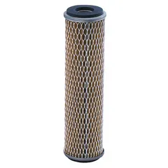 Pleated water filter cartridge with 10 micron polypropylene media. Flow rate 7 gpm. Constructed with ETP steel and polypropylene. Suitable for general liquid filtration in process water and cooling systems.