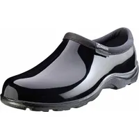 This loafer-style plain-toe shoe is designed for industrial environments requiring slip-resistant footwear. It is available in black, size 8 with B width, and is suitable for use in manufacturing, warehousing, and maintenance settings