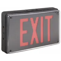 Exit Sign: Red, 1 Faces, Emergency Battery Backup, Aluminum, Nickel Cadmium, 8 3/4 in Overall Ht, LV (MPN LV S 1 R 120/277 EL N UM 4X)