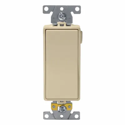LEVITON Wall Switch: Rocker Switch, Single Pole, Maintained, Ivory, 120/277V AC - Rocker Wall Switches