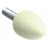 Ceramic mounted point with 60 grit and A12 shape for cool cutting on stainless steel and nickel alloys. Used for deburring, blending, and surface preparation in metalworking and fabrication applications