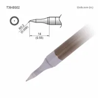 HAKKO Soldering Tip: T39 Series, Conical, 0.2 mm W, 14 mm Lg (MPN T39-BS02)